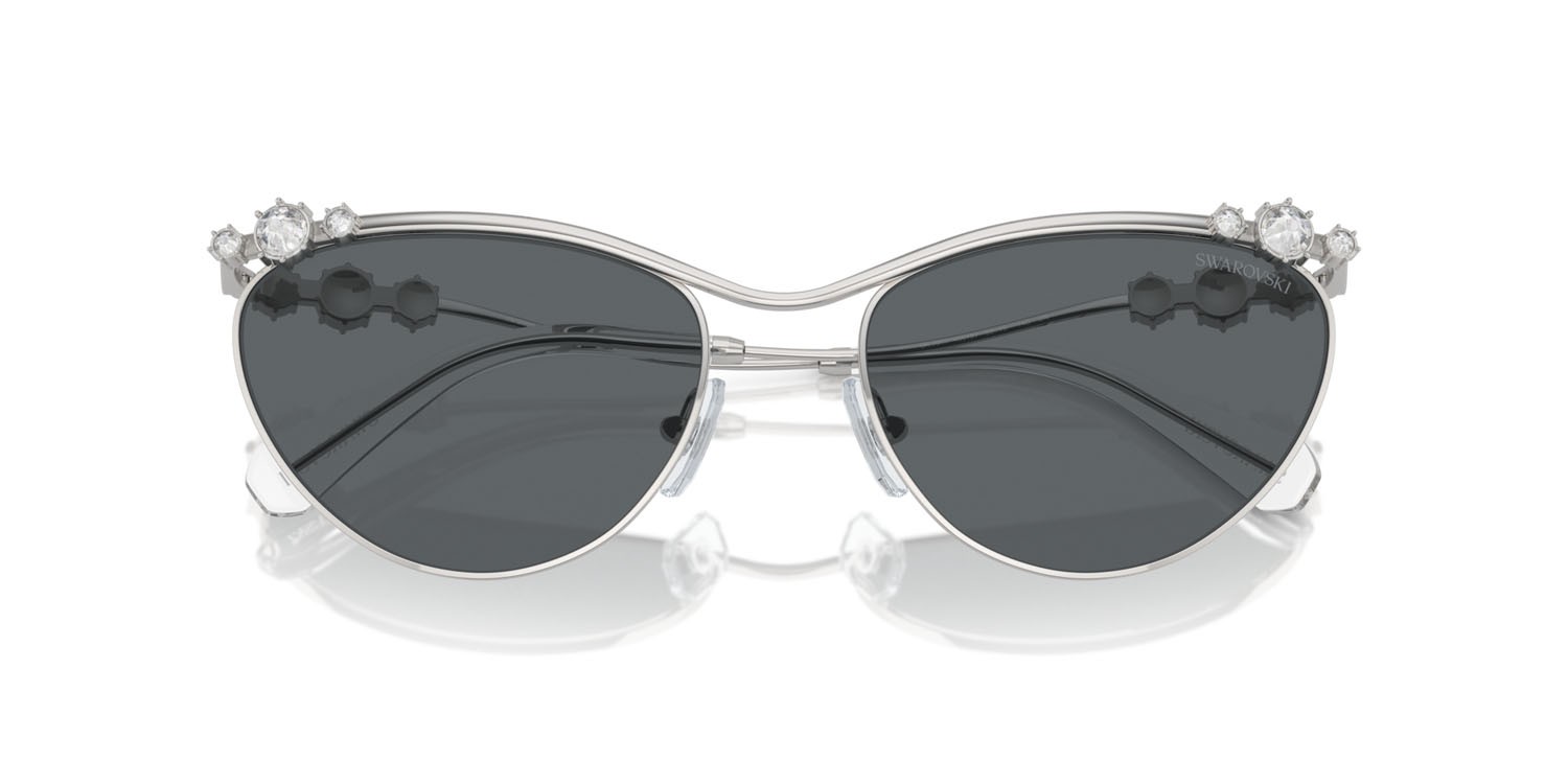 Sunglasses Swarovski SK 7017 (400187) color argento shape cat eye lenses grigio scuro