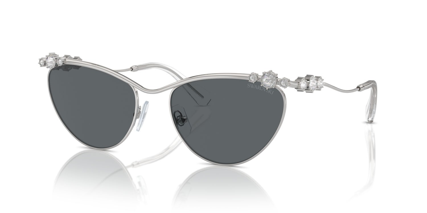 Sunglasses Swarovski SK 7017 (400187) color argento shape cat eye lenses grigio scuro