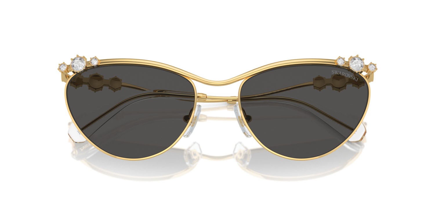 Sunglasses Swarovski SK 7017 (400487) color oro shape cat eye lenses grigio scuro
