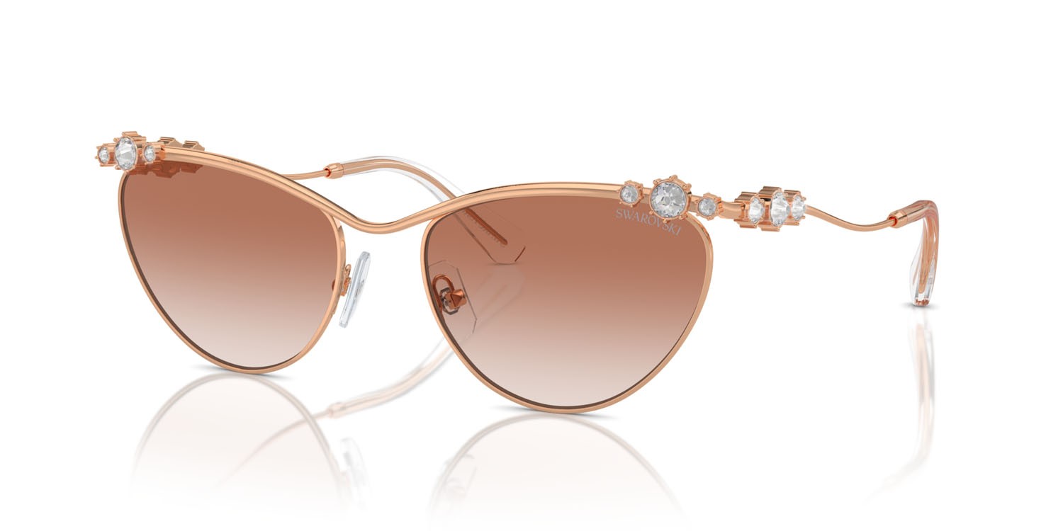Sunglasses Swarovski SK 7017 (401413) color oro rose shape cat eye lenses rosa sfumato
