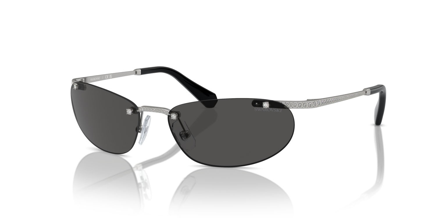 Sunglasses Swarovski SK 7019 (400187) color argento opaco shape oval lenses grigio scuro