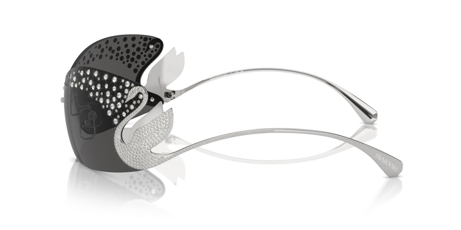 Sunglasses Swarovski SK 7020 (400187) color argento shape irregular lenses grigio scuro