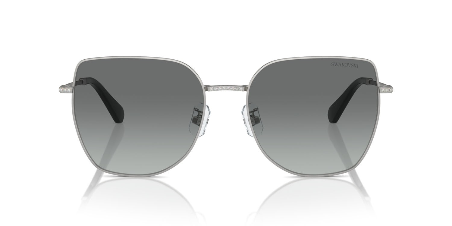 Occhiali da sole Swarovski SK 7021D (400111) colore argento opaco forma irregolare lenti grigio sfumato