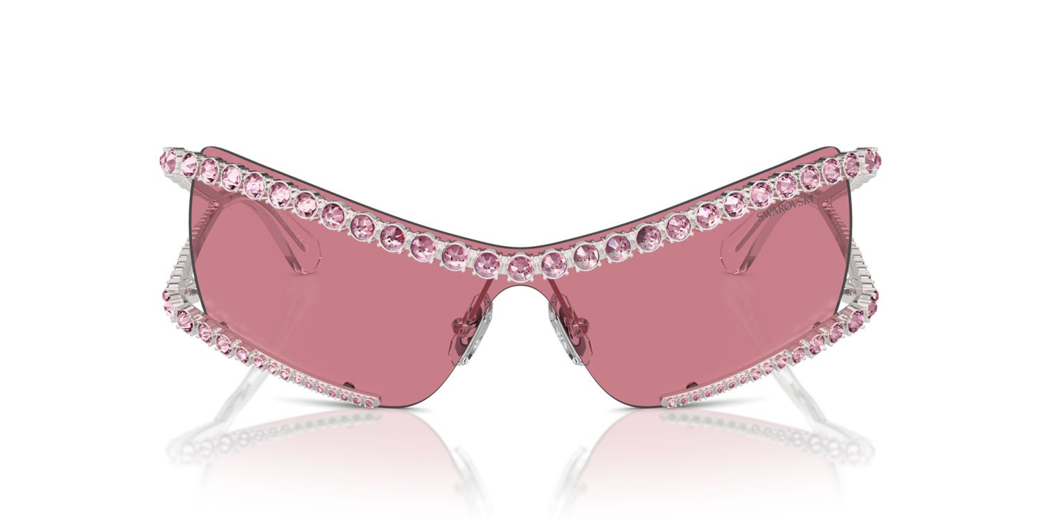 Sunglasses Swarovski SK 7022 (402384) color argento shape irregular lenses rosa