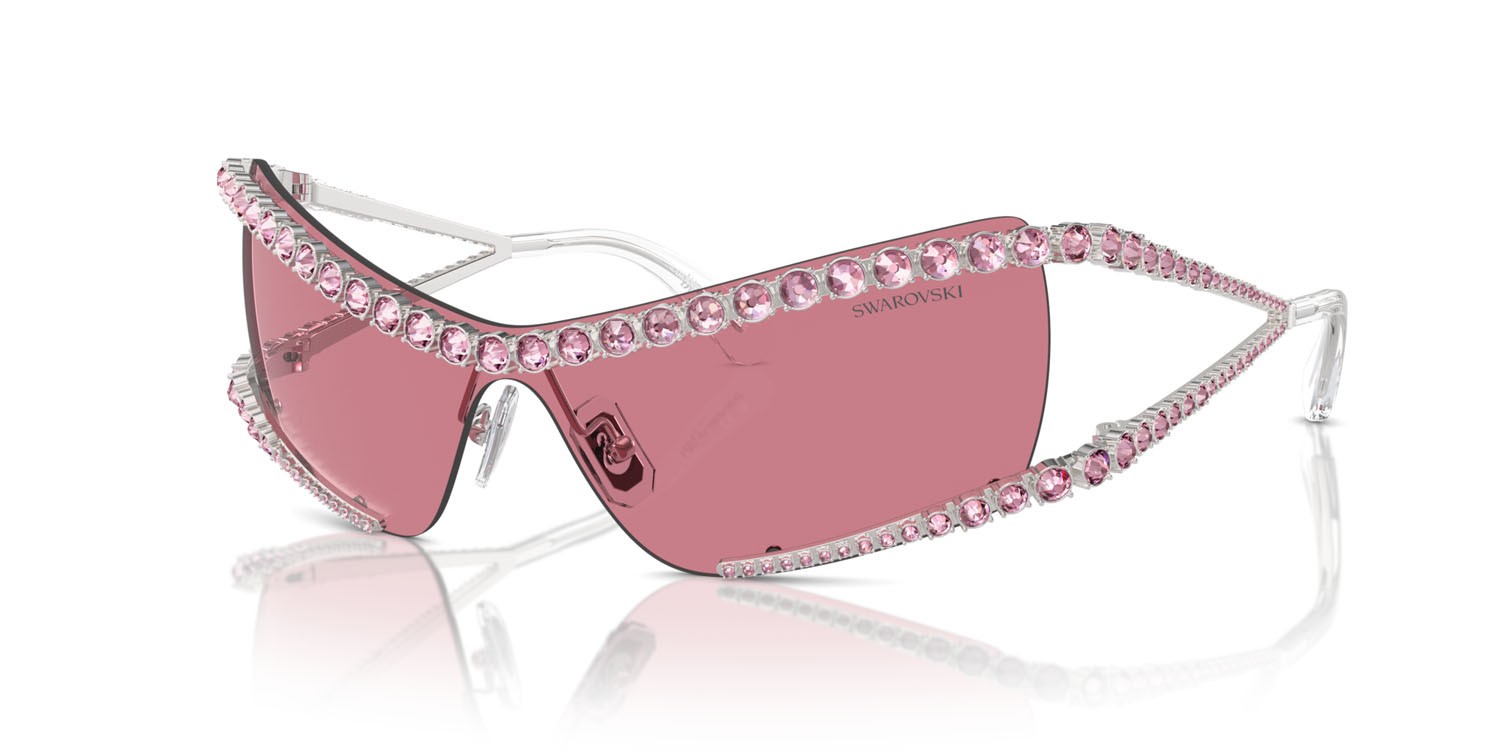 Sunglasses Swarovski SK 7022 (402384) color argento shape irregular lenses rosa