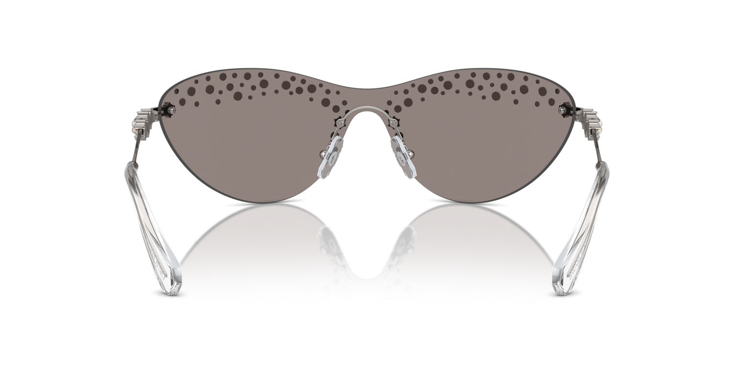 Sunglasses Swarovski SK 7023 (40096G) color gunmetal shape irregular lenses grigio chiaro specchiato argento