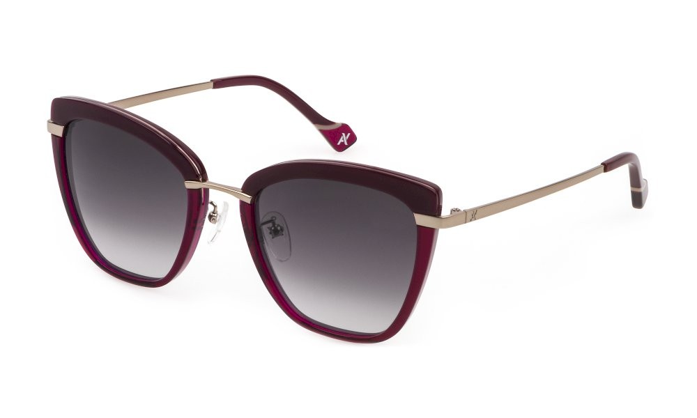 Sunglasses Yalea Marion SYA025 (01DJ) color bordeaux - rosso lenses brown grad.pink