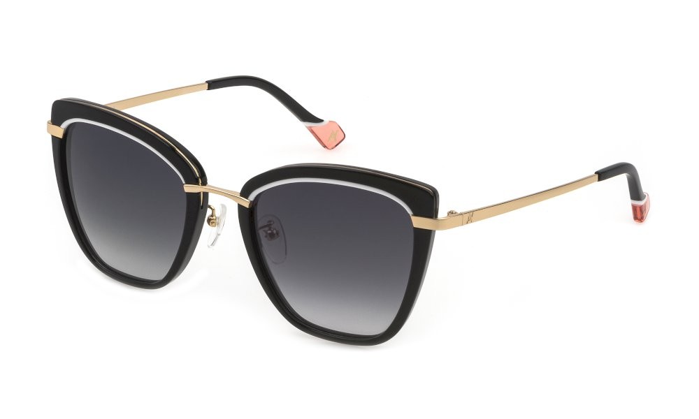 Occhiali da sole Yalea Marion SYA025V (06HC) colore nero - bianco lucido lenti smoke grad.