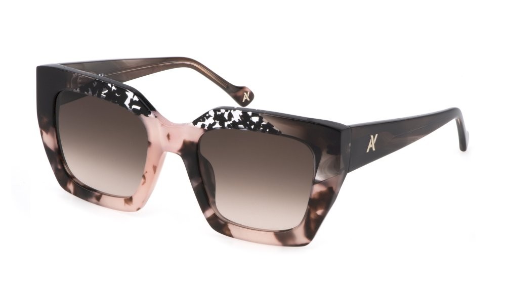 Sunglasses Yalea Aretha SYA053V (01GT) color avana rosa - fuxia lenses brown grad.pink