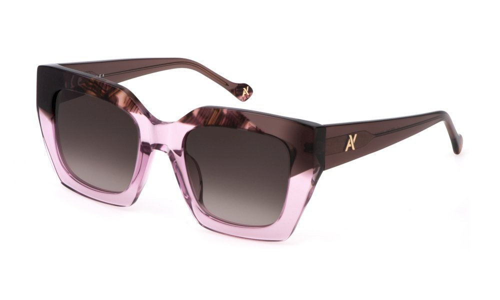 Sunglasses Yalea Aretha SYA053V (06MH) color rosa trasparente lucido lenses brown grad.pink