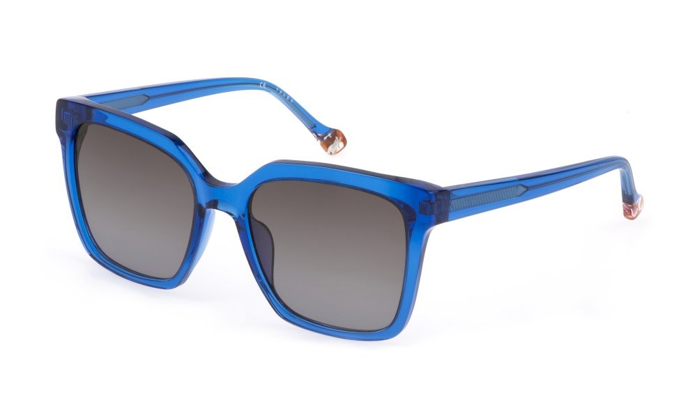 Sunglasses Yalea Xian SYA055 (0AGQ) color blu trasparente lucido lenses smoke grad.blue