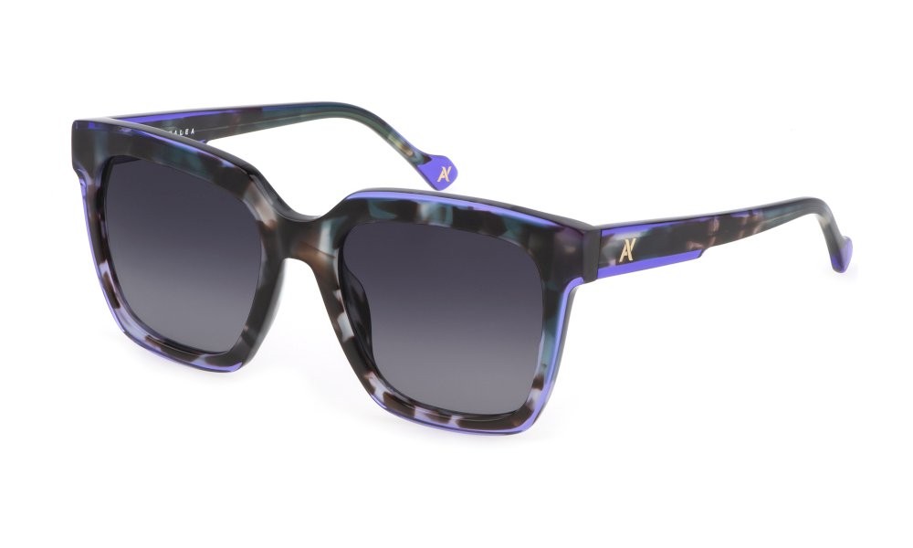 Sunglasses Yalea Natalie SYA076 (092I) color avana verde lucido lenses blue grad.