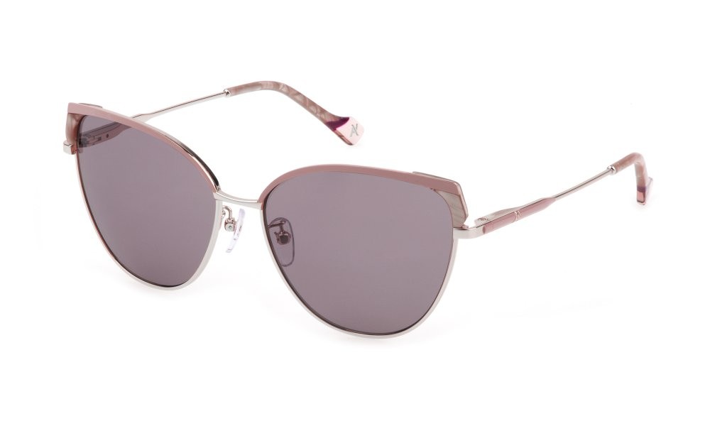 Sunglasses Yalea Helena SYA082 (2AMX) color oro ramato lucido c/parti colorate lenses violet - mirror silver
