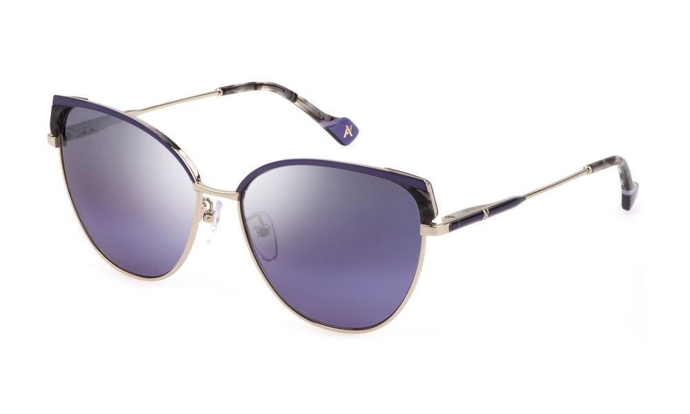 Sunglasses Yalea Helena SYA082 (492X) color oro chiaro c/parti col.lucido lenses violet grad.- mirror violet