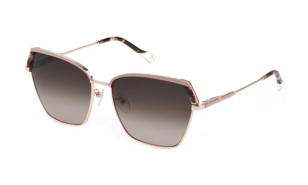 Occhiali da sole Yalea Cruz SYA083 (02AM) colore oro ramato lucido c/parti colorate lenti brown gradient pink