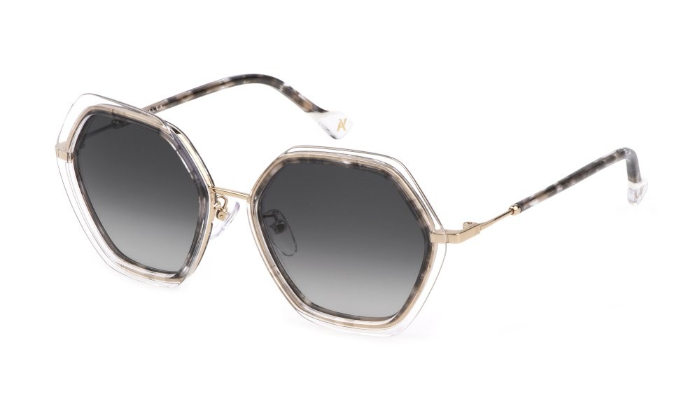 Sunglasses Yalea Balkissa SYA084 (0300) color oro rosè lucido totale lenses smoke gradient