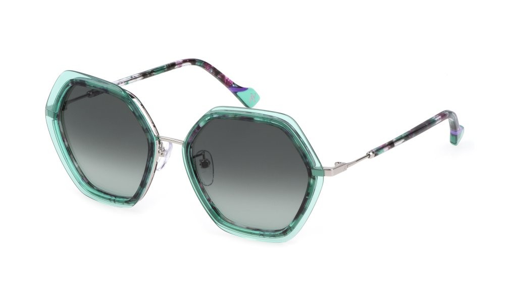 Occhiali da sole Yalea Balkissa SYA084 (0579) colore palladio lucido totale lenti green gradient