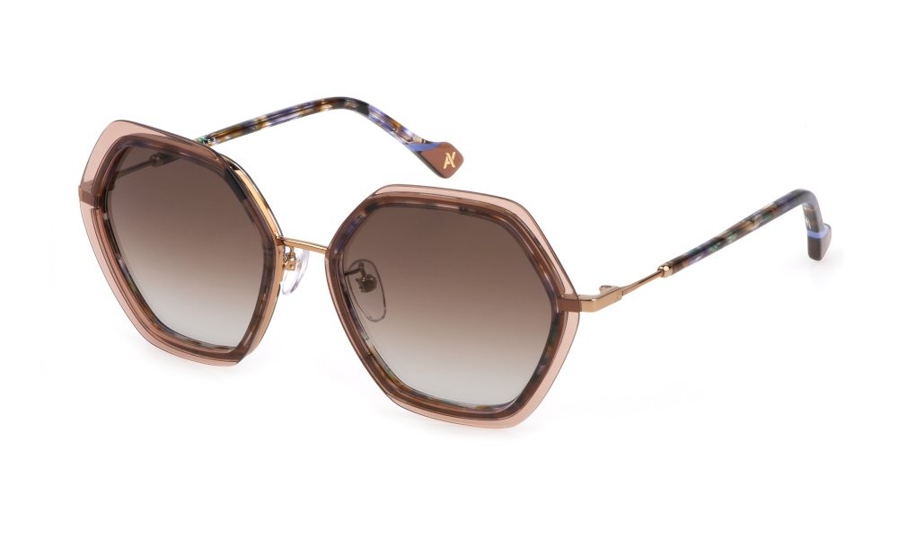 Occhiali da sole Yalea Balkissa SYA084 (08FC) colore oro ramato lucido lenti brown gradient