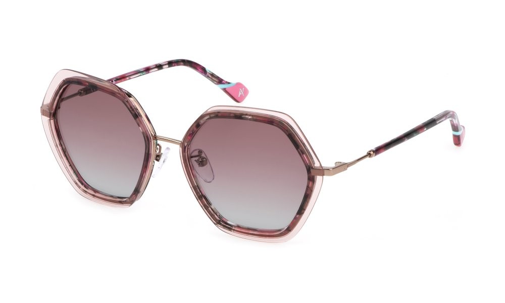 Sunglasses Yalea Balkissa SYA084 (0A39) color oro rosso lucido totale lenses red gradient blue