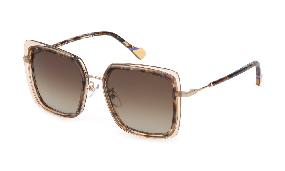Occhiali da sole Yalea Wislawa SYA085 (300Y) colore oro rosè lucido lenti camel gradient