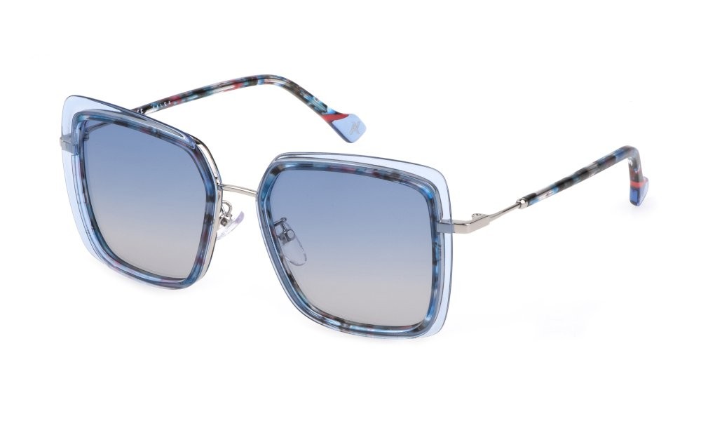 Sunglasses Yalea Wislawa SYA085 (579Y) color palladio lucido totale lenses blue gradient smoke