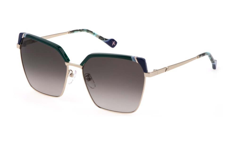 Sunglasses Yalea Eleonora SYA100 (0594) color oro chiaro lucido lenses green gradient brown