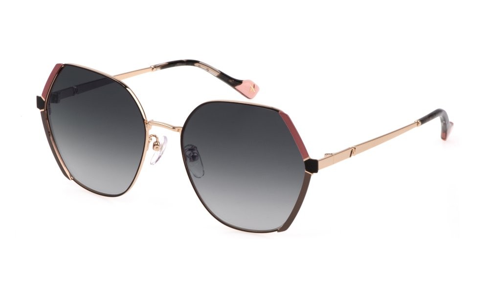 Sunglasses Yalea Herta SYA101 (0302) color oro rosè lucido c/parti nero semiluc. lenses blue grad.