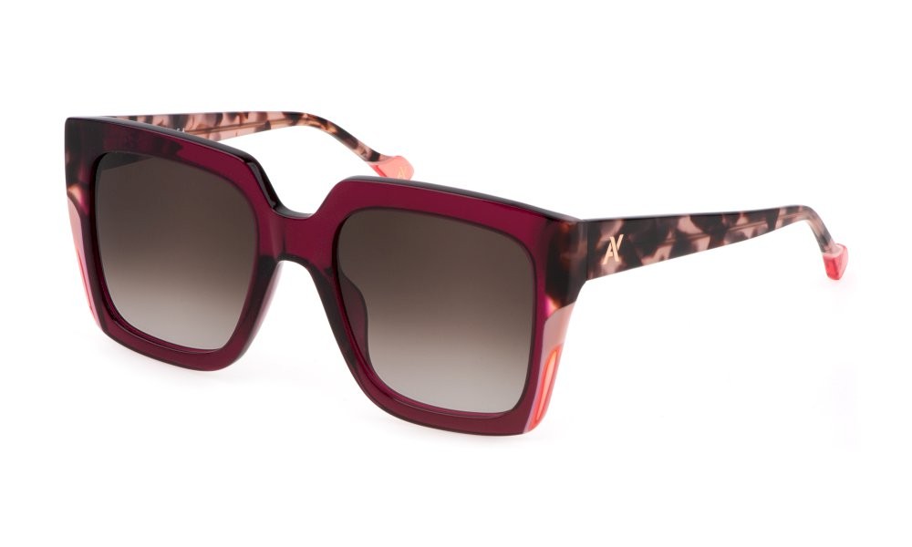 Occhiali da sole Yalea Titti SYA106V (0AFD) colore lampone trasparente lucido lenti brown gradient pink