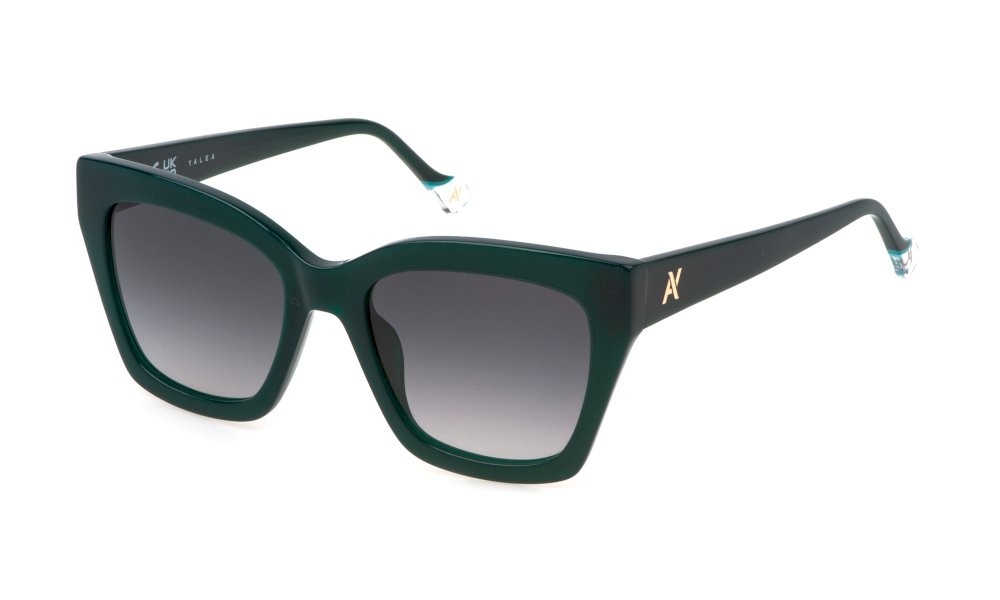 Occhiali da sole Yalea Emmanuelle SYA107 (06WT) colore verde scuro lucido lenti smoke gradient