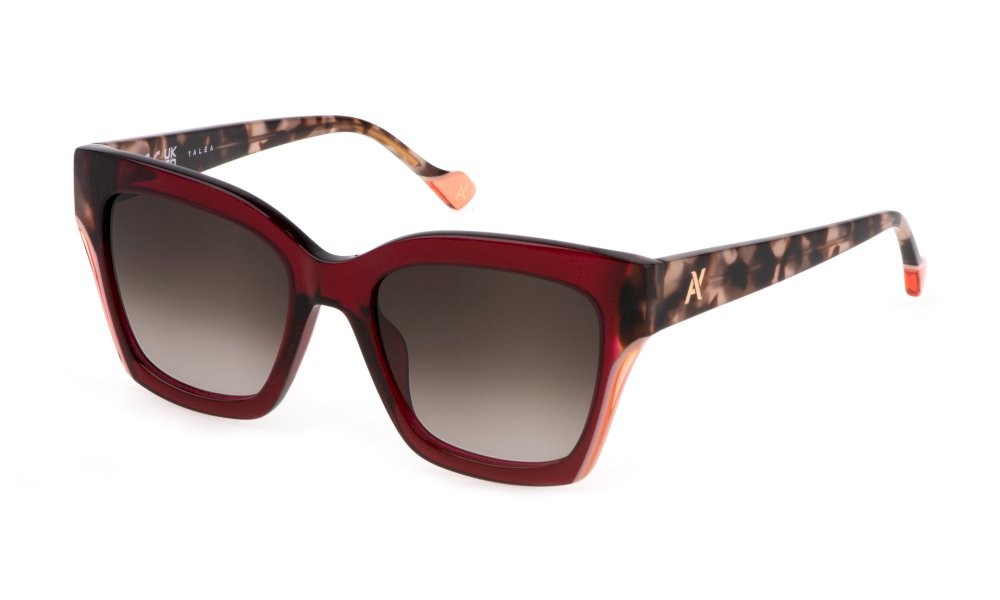 Occhiali da sole Yalea Emmanuelle SYA107V (0AFD) colore lampone trasparente lucido lenti brown grad. pink