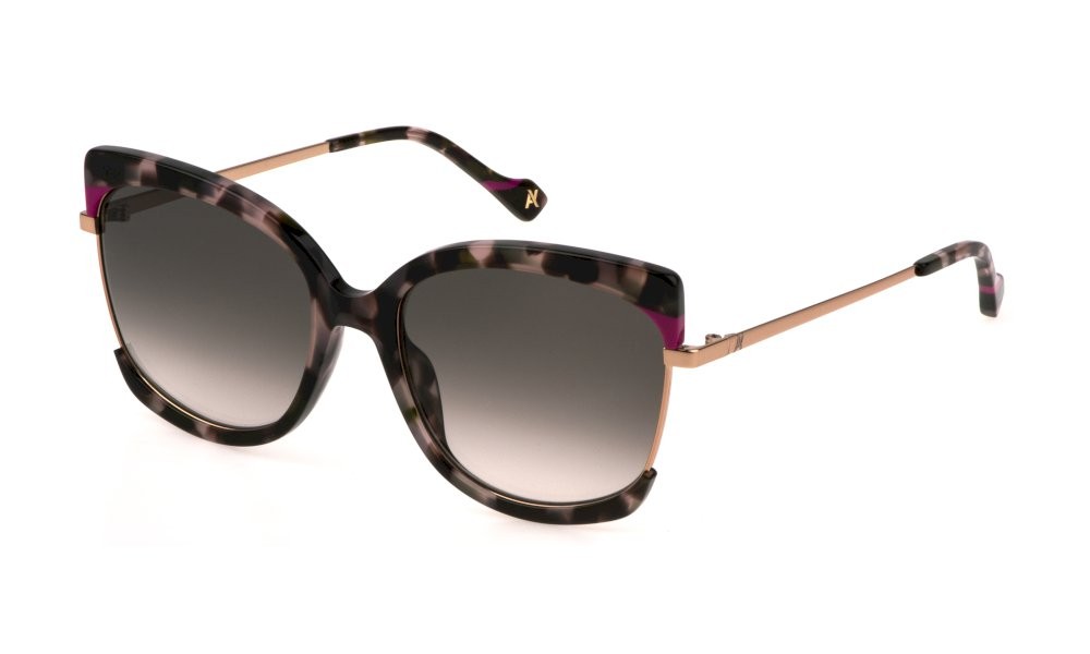 Sunglasses Yalea Lubna SYA126 (08FC) color oro ramato lucido lenses green grad.brown