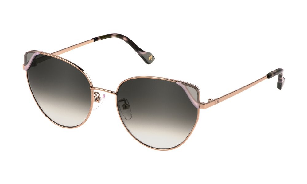 Sunglasses Yalea Zainab SYA127 (8FCY) color oro ramato lucido lenses green grad.brown