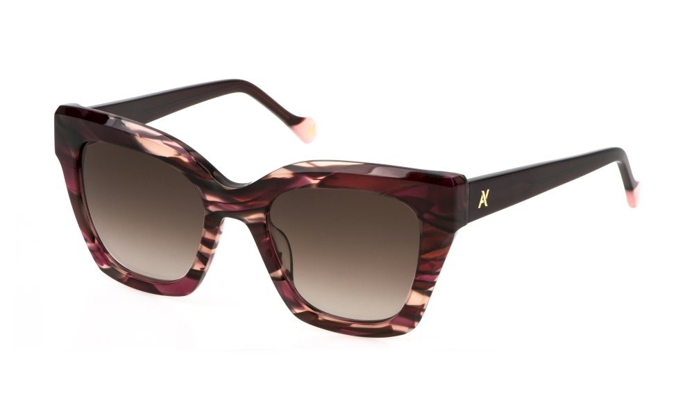 Sunglasses Yalea Caroline SYA142 (0ACH) color polvere/marrone striato sfumato lenses brown gradient brown