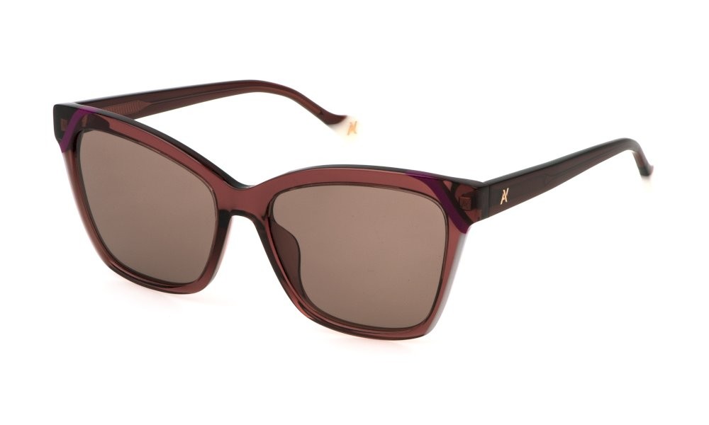 Occhiali da sole Yalea Marie-sophie SYA144 (0AFD) colore lampone trasparente lucido lenti brown