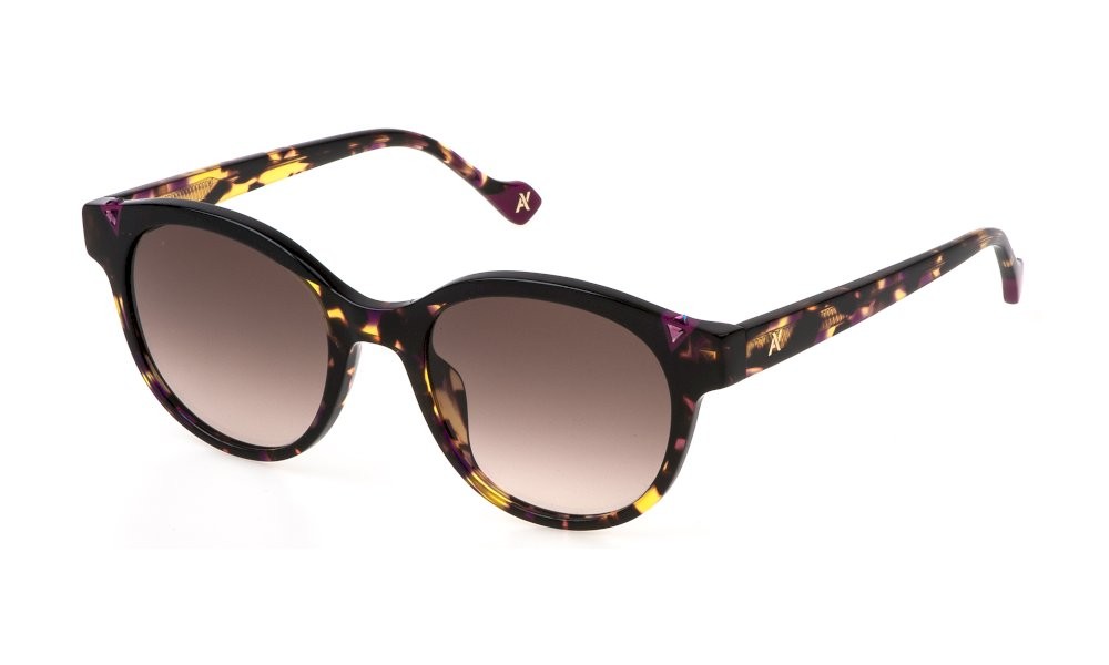 Occhiali da sole Yalea Gae SYA145S (0WTA) colore avana/viola lucido lenti brown gradient brown
