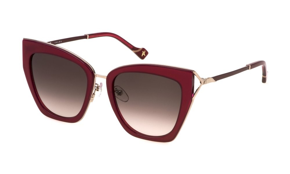 Occhiali da sole Yalea Atena SYA146 (0A39) colore oro rosso lucido totale lenti brown gradient pink