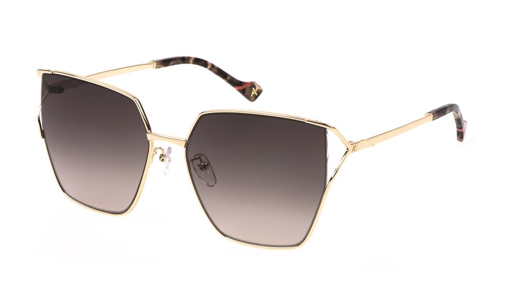 Sunglasses Yalea Hayat SYA147 (8FCY) color oro ramato lucido lenses brown gradient pink