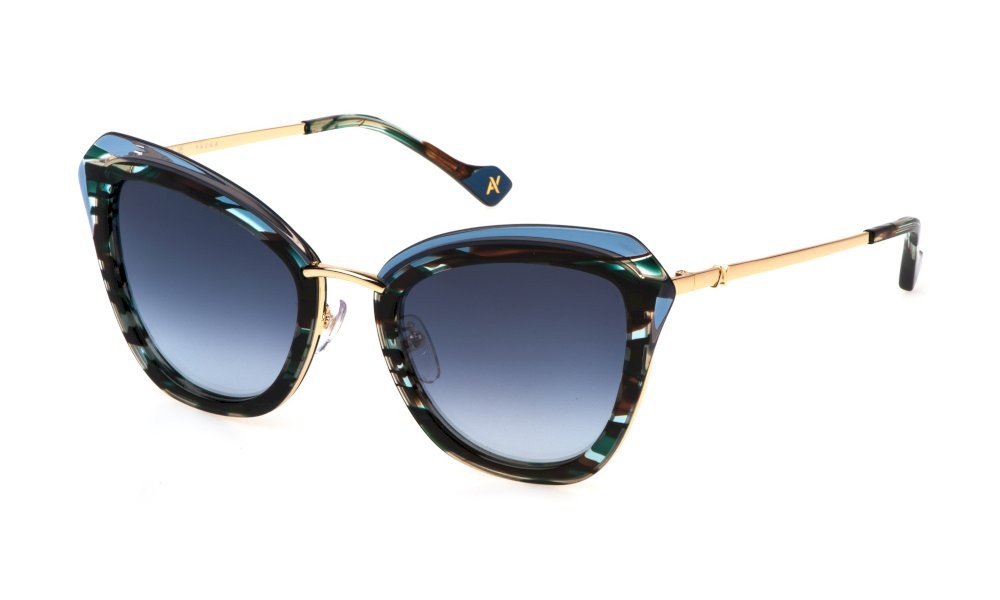 Sunglasses Yalea Rada SYA148 (309X) color shiny iridescent blue lenses blue gradient/mirror silver