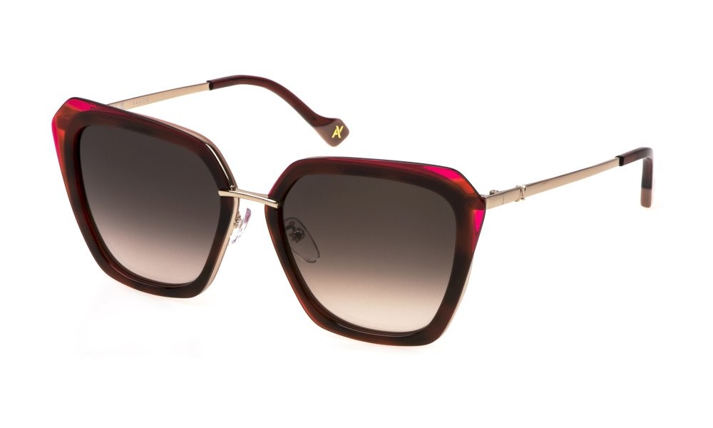 Sunglasses Yalea Angela SYA149 (0E59) color oro rosso lucido c/parti colorate lenses brown gradient pink