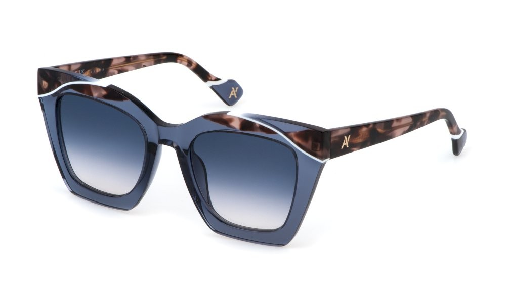 Sunglasses Yalea Alicia SYA151V (04AL) color grigio asfalto lucido lenses blue gradient pink
