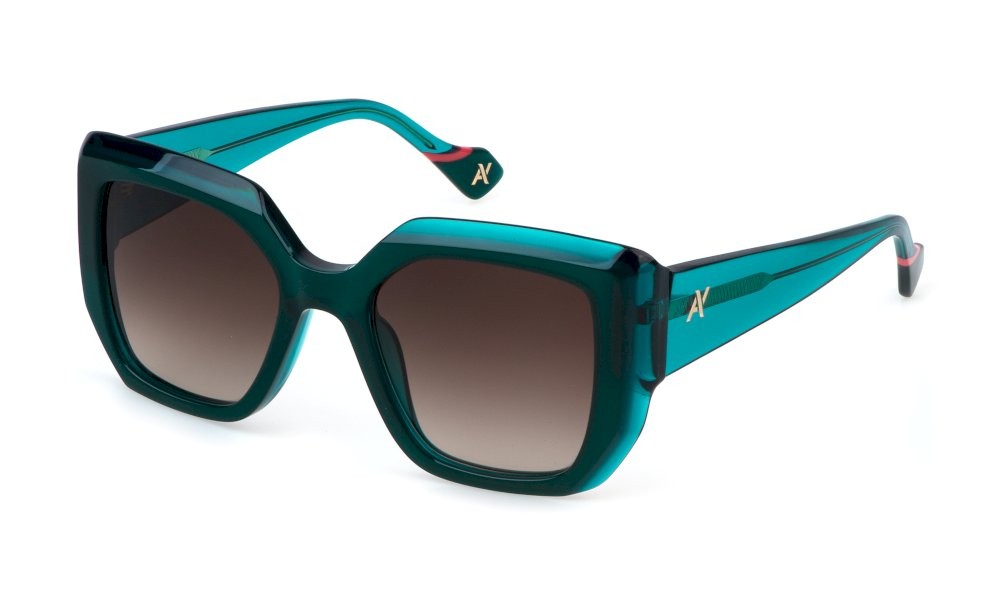 Sunglasses Yalea Annie SYA152 (0874) color verde petrolio lenses brown gradient