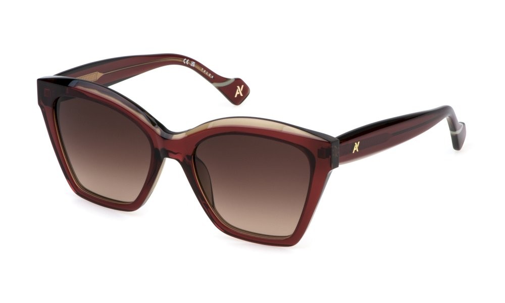 Sunglasses Yalea Gisele SYA154 (09G4) color bordeaux+beige pieno lucido lenses green gradient brown