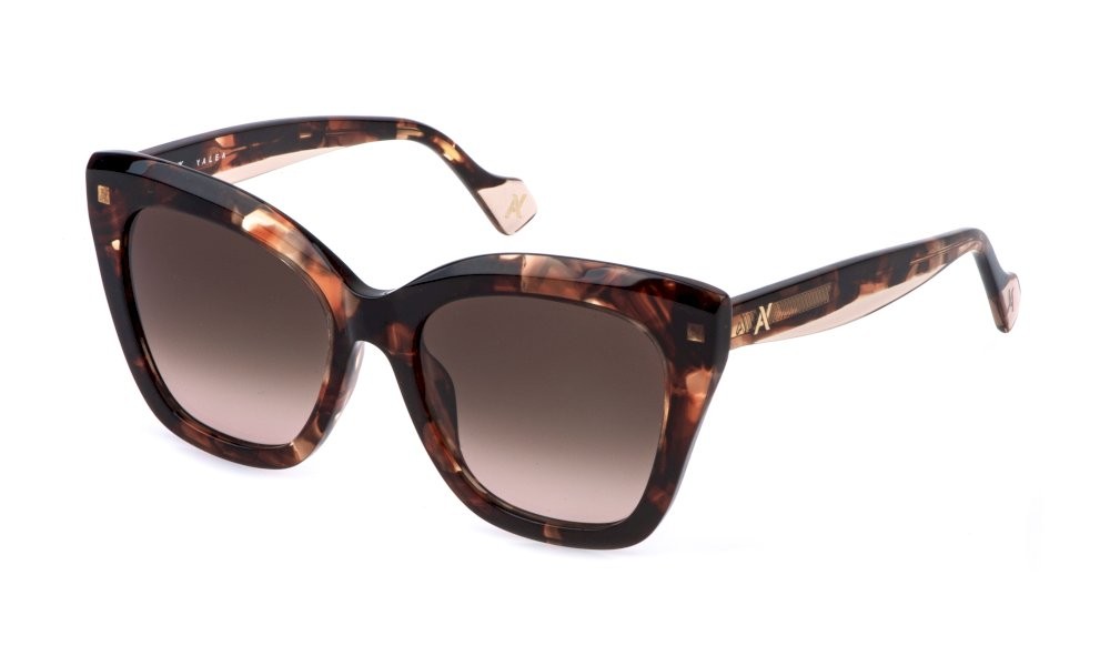Sunglasses Yalea Bessi SYA194 (02AD) color avana chiara lucida lenses brown gradient pink