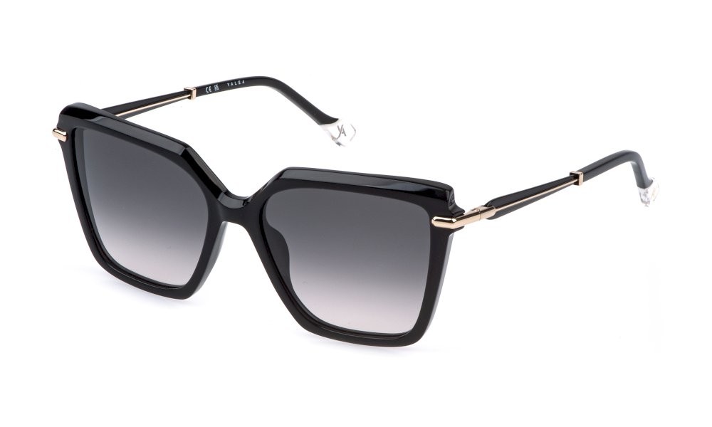 Sunglasses Yalea Branca SYA195 (0700) color nero lucido lenses smoke gradient
