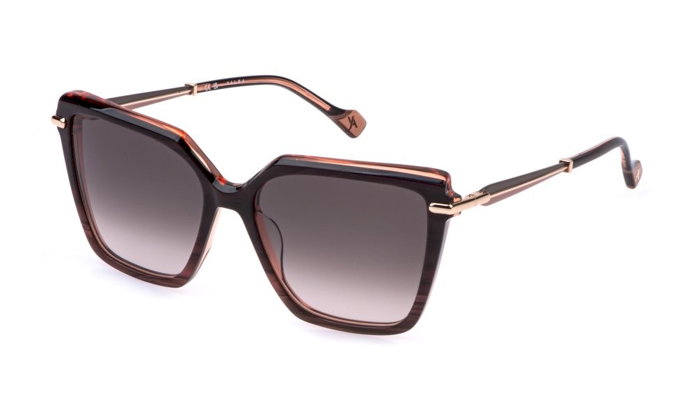 Sunglasses Yalea Branca SYA195 (0WTN) color marrone/perla striato lucido lenses brown gradient pink