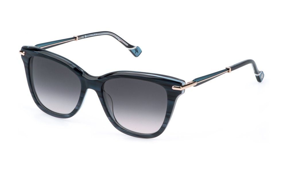Sunglasses Yalea Farzana SYA196 (0V84) color blu madreperla lucido lenses smoke gradient
