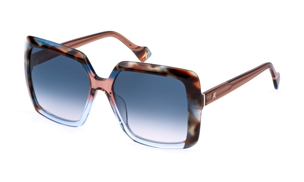 Sunglasses Yalea Florence SYA197V (0827) color blu sfumato rosa lucido lenses blue gradient pink