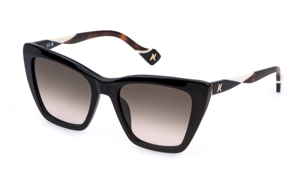 Sunglasses Yalea Homa SYA198 (700Y) color nero lucido lenses brown gradient brown