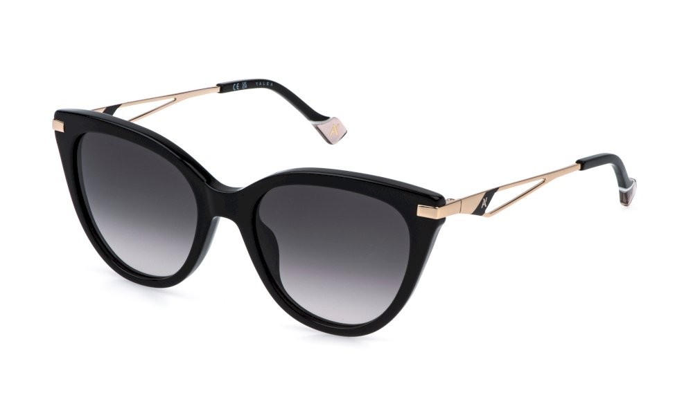 Sunglasses Yalea Astrid SYA216 (0700) color nero lucido lenses smoke gradient