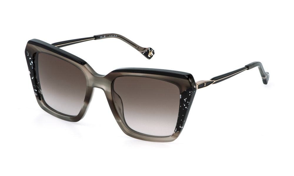 Sunglasses Yalea Brenda SYA218V (0AHD) color fantasia grigio/marrone lenses brown gradient brown